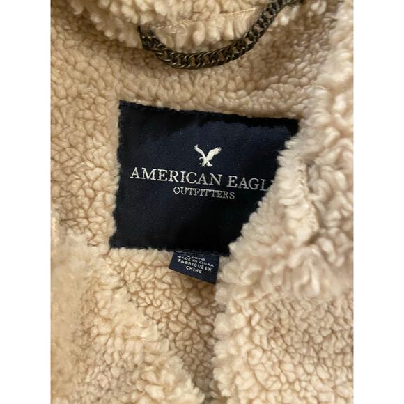 American eagle women’s cream colored fleece jacket size large - Picture 5 of 10